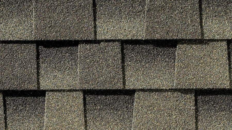 GAF Timberline HDZ Weathered Wood shingle close-up showing the granule blend
